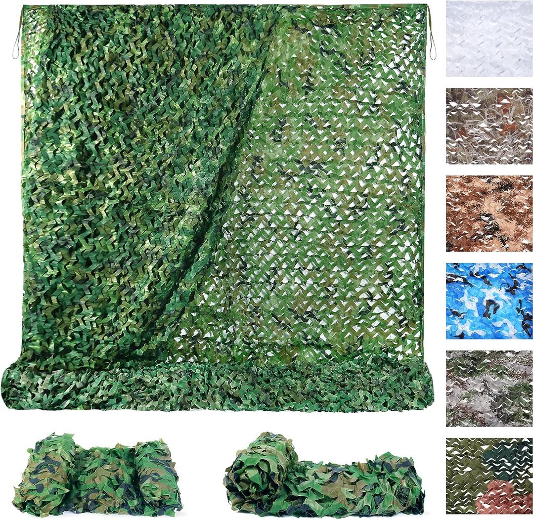 Sposuit Camo Netting - Camouflage Net Bulk Roll for Hunting Military, Party Decorations, Sunshade, Camping Ghillie Netting (5ft x 6.5ft(1.5M x 2M), Woodland)