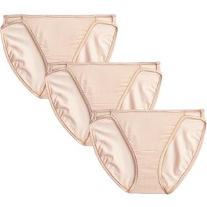 Vanity Fair Women's Illumination String Bikini Panties, Silky Stretch & Satin Trim (7, 3 Pack - Rose Beige)