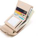 Wallets for Women Rfid Small Womens Wallet Trifold Flower Leather Ladies Wallet with Card Holder&Zipper Coin Purse (Beige)