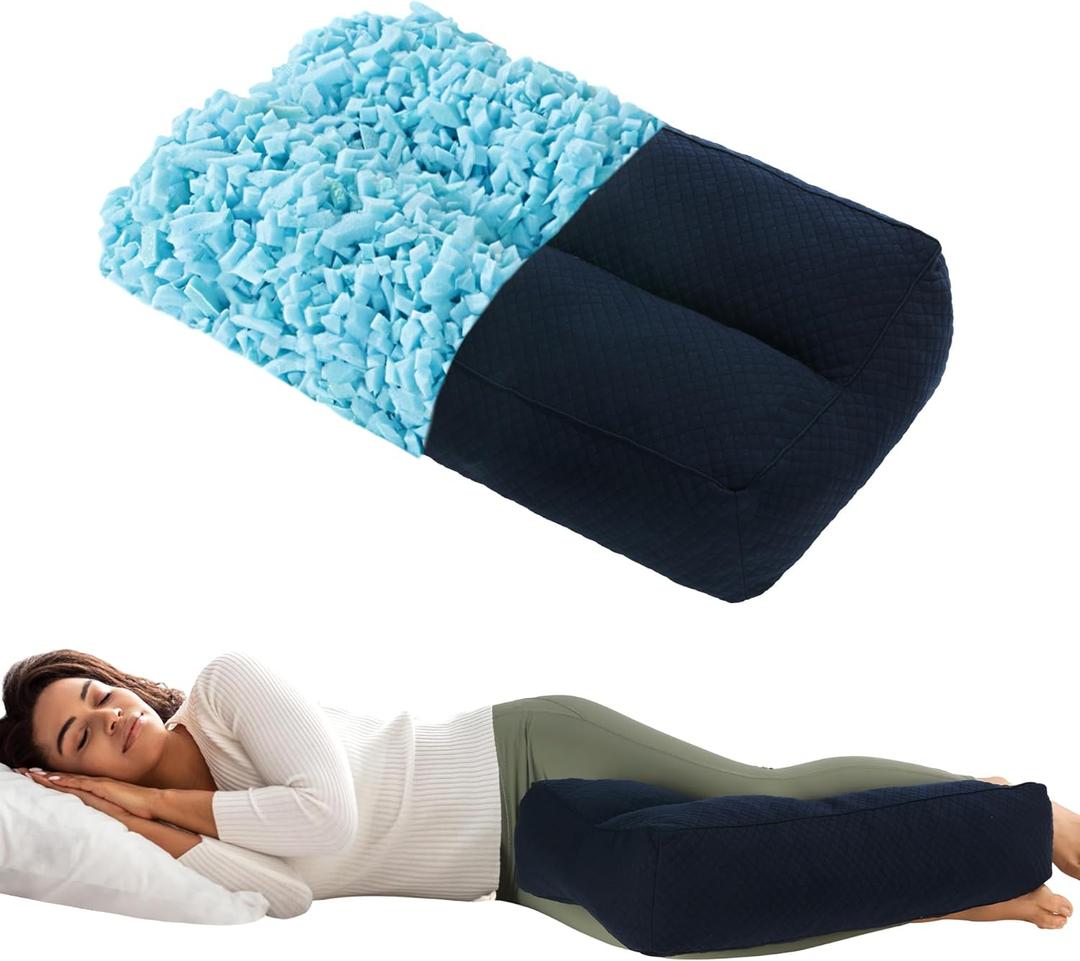 HOMBYS Shredded Memory Foam Knee Pillow for Side Sleepers, 6.5" Height Pillow Between Legs for Aligns Spine & Relieves Pressure Hip & Leg Elevation, Supportive Pillow for Pregnancy, Sciatica, Navy HOMBYS Shredded Memory Foam Knee Pillow for Side Sleepers, 6.5" Height Pillow Between Legs for Aligns Spine & Relieves Pressure Hip & Leg Elevation, Supportive Pillow for Pregnancy, Sciatica, Navy