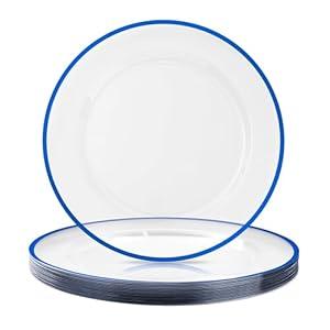 BESTSTAR 12 Inch Disposable Charger Plates, 15 Pack Plastic Clear Plates with Blue Rim, Perfect Table Decor for Party, Wedding, Dinner BESTSTAR 12 Inch Disposable Charger Plates, 15 Pack Plastic Clear Plates with Blue Rim, Perfect Table Decor for Party, Wedding, Dinner
