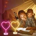 Mothers Day Gifts for Mom, 2 Pack Heart Neon Signs, LED Pink Lights Battery Operated or USB Powered, Neon Lights Heart Decor for Valentine's Day Gifts, Wedding, Party, Pink Room Decor