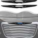 Black Front Bumper Grille Emblem Cover Rear Emblem Badge Cover Trim Compatible with Chrysler 300 300C 2015+
