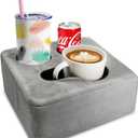 Nisdoing Couch Cup Holder Pillow Tray & Caddy  for Sofa, Bed, Car, Man Cave | Keep Drinks at Hand & SpillProof Accessories for New Parents, Camping, Park, Boat, Beach, Bathroom Cup Holder, Gray