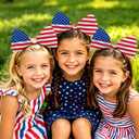 2 x 4th of July Bow Headbands for Women, with American Flag Design for Memorial Day, Patriotic Decorations, Independence Day Party Supplies