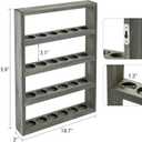 MyGift Vintage Weathered Gray Solid Wood Wall-Mounted Essential Oil Holder Rack – 24-Bottle Storage Display Shelf