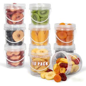 Airtight Clear Plastic Container with Lid, Ice Buckets for Parties, Reusable Ice Cream Tub with Handle, Food Storage Container, Food Grade Freezer and Microwave Safe for Sauce, Soup (16 OZ/500 ML)