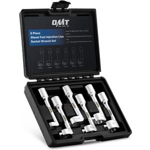 Orion Motor Tech 1/2" Dr Diesel Injector Socket Wrench Set, 6pc 12pt Diesel Fuel Socket Set with 12 14 16 17 18 19mm Wrenches, L-Type Diesel Mechanic Tool for Dismantling Fuel Line with Case