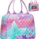 Bagseri Lunch Bag for Girls - Insulated Kids Lunch Bag for Girls Portable Reusable Toddler Lunch Cooler Bag for School with Leakproof Liner (Purple Mermaid Tail)