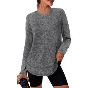 XIEERDUO Women's Workout Tops Long Sleeve Shirts Sun Protection UPF 50+ Quick Dry Shirts for Hiking Running (Dark Grey, XL)