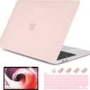 DONGKE for MacBook Pro 13 inch Case 2023 2022 2021 2020 Release Model: A2338 M2/M1 A2289 A2251 with Touch Bar & Touch ID, Frosted Matte Plastic Hard Shell Case & Keyboard Cover, Chalk Pink