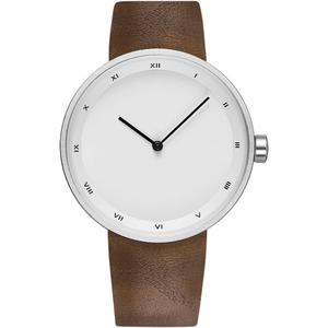 AGEN KGEN Mens Watches Ultra-Thin Minimalist Waterproof Fashion Simple Business Wrist Watch for Men Unisex Dress with Leather Band (521-Silver Brown)