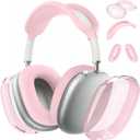 for AirPods Max case Cover,Anti-Scratch Ear Pad Case Cover/Ear Cups Cover/Headband Cover for AirPods Max. Clear Soft TPU and Silicone,Skin Scratch Proof. (3 in 1 Silicone & TPU, 3PC-Baby Pink)