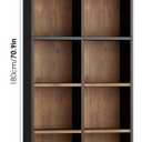 FOTOSOK 71'' Tall Bookshelf with 14 Cubes, 7 Tier Double Wide Wood Bookshelf with 6 Adjustable Shelves, 19.6" Narrow Bookcase DVD/CD Media Storage, Space Saving Display Shelf Cabinet, Black/Brown, 19.6" W x 9.26" D x 70.9" H