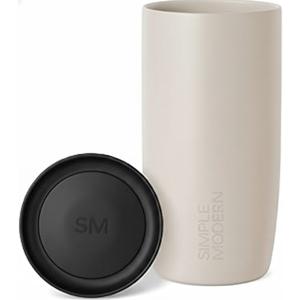 Simple Modern Travel Coffee Mug Tumbler with 360° Lid | Ceramic-Lined Insulated Stainless Steel Cold Brew Iced Coffee Cup | Gift for Women Men Her Him | Voyager Signature | 16oz | Almond Birch