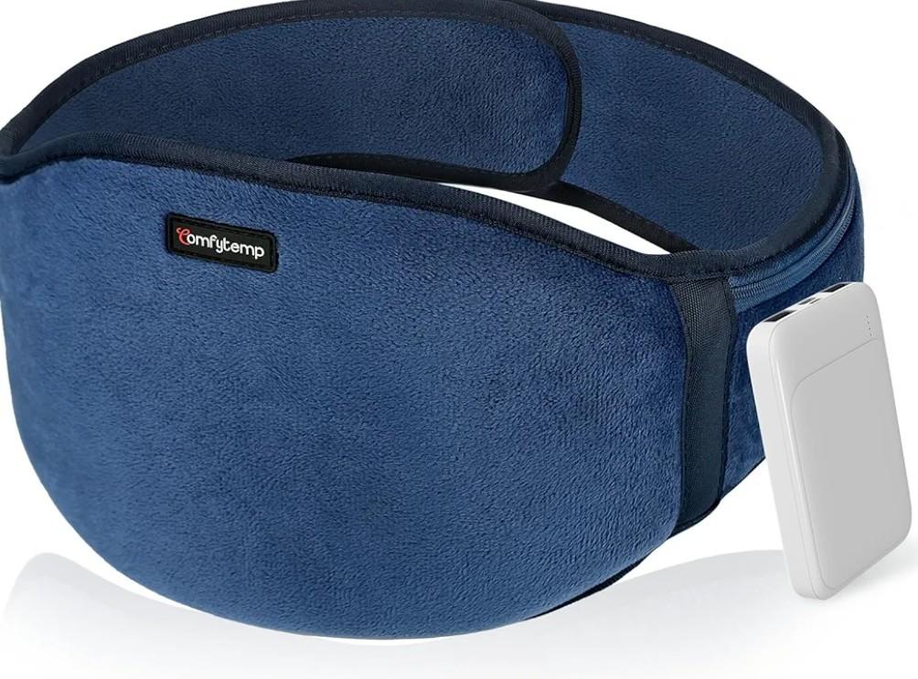 Comfytemp Cordless Portable Heating Pad with Massager for Back, FSA Eligible HSA Rechargeable Lower Back Massager with Heat, Wireless Heated Waist Belt Wrap for Period Menstrual, Gifts for Grandma Men