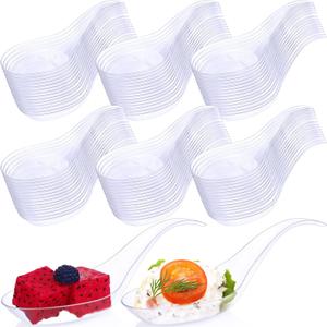 400 Pcs Plastic Spoons, Disposable Mini Tasting Desserts Ice Cream Sample Spoons Bulk, Clear Appetizer Plates for Soup Sushi Pudding Party Wedding 4. 72 x 0. 98 Inch