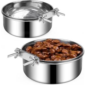 Dog Crate Water and Food Bowl, ShineMe Stainless Steel Dogs Bowls Hanging 2 Pack for Cage Crate Kennel, Spill Proof Dog Bowl for Medium and Small Sized Dogs Cats Pets (6.3 * 2.6 & 5.5 * 2.4)