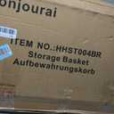 Honjourai Wicker Storage Basket with Lid,Rattan Shelf Basket with Removable Liner Bag,160L Storage Bin,Storage Trunk with Heightened Feet,Storage Container for Wardrobe,Home Organizer