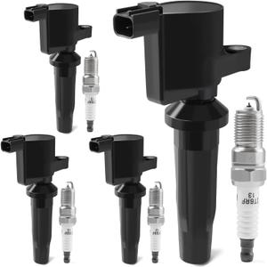 Set of 4 Ignition Coil Packs & Iridium Spark Plugs Compatible with 2.0L 2.5L 2009-2020 Ford Escape Fusion C-Max Transit, Lincoln MKZ, 2009-2011 Mazda Tribute, Mercury Mariner Milan Replace FD505 UF621