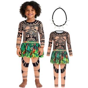 Boys Halloween Costume Kids Ocean Costume with Printed Tattoos Shirt Pants for Dress Up Birthday Outfit (120)