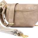 Fanny Packs for Women Cross Body Leather Belt Bag Sling Bag for Women Crossbody Purse Fashion waist packs with Two Strap.