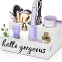 UNISTYLE Hair Dryer Holder Countertop Hair Tool Blow Dryer Holder, Hair Accessories Organizer for Bathroom Decor Supplies Storage and Vanity Caddy for Styling Accessories (Rustic White)