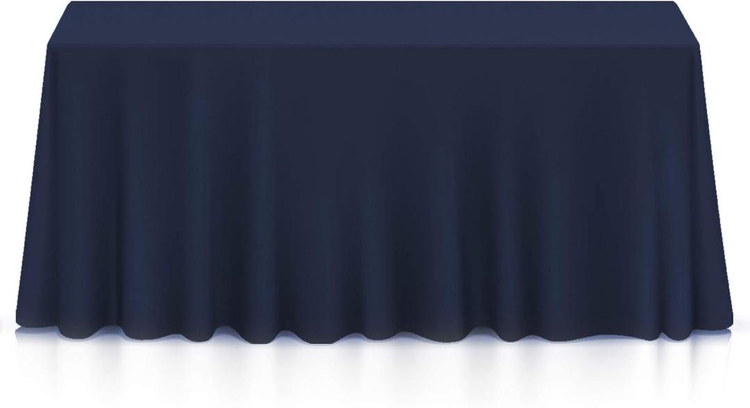 Lann's Linens - 90" x 132" Premium Tablecloth for Wedding/Banquet/Restaurant - Rectangular Polyester Fabric Table Cloth - Navy Blue