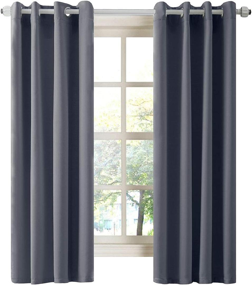 LA PALMA Thermal Insulated Blackout Darkening Grommet Living Room Curtains Window Drapes for Bedroom Pack of 2 Panels