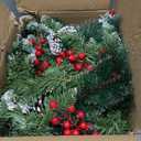 Christmas Garland, 9Ft Christmas Garland with Lights & Timer, 50LED Waterproof Battery Operated Lighted Garland Outdoor, Indoor Prelit Garland for Mantle, Stairs, Outside Christmas Decor Decorations