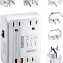 DOACE Voltage Converter US to Europe 350W Convert 220V to 110V for Curling Iron Straightener Shaver, Cordless Converter for European Travel with 2 USB A & 2 USB C Ports Charging (White)