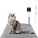 Pet Heating Pad for Dogs and Cats with Temperature Adjustment and Timer, Indoor Outdoor Heated Bed with Overheating Protection for Cat Dog House (16" x 20")