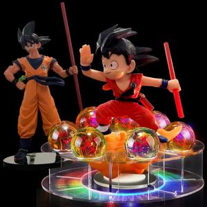 This Model Includes Two Goku Action Figure +Crystal Ball + Acrylic Base + LED Disc+Gift Box Star can be Used as Home Decoration, Birthday Gifts and Toys