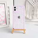 NITITOP Compatible with iPhone 11 Case Clear Cute Rose Flower Floral Leaves Pattern for Women Girls Color Frame Slim Durable Shockproof Protective Phone Cover - Pink