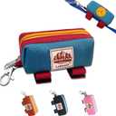 Dog Poop Bag Holder Zippered Pouch, Portable Dog Poop Bag Dispenser with 1 Metal Clip, Fashion Color Matching Canvas Waste Bag Holder for Leashes