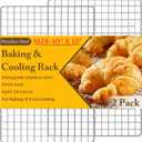 2PCS Cooling Racks for Cooking and Baking - 10" x 15"Heavy Duty Stainless Steel Wire Rack for Baking, Grilling, Roasting - Oven & Dishwasher Safe - Fits Jelly Roll Sheet Pan-Silver