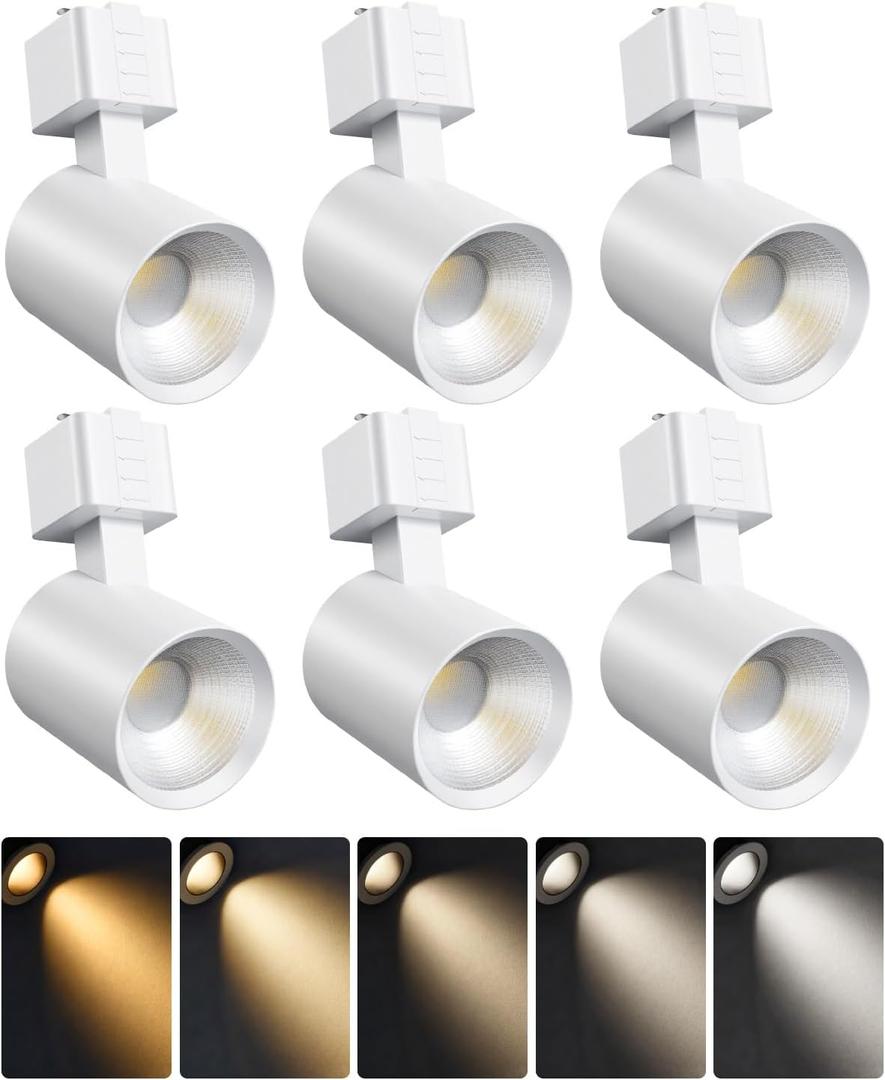 ALAMPEVER 6 Pack LED Track Lighting Heads, Dimmable J Type LED Track Lights with 5 Selectable Color Temperatures, 2700K/3000K/3500K/4000K/5000K, 10W, 800LM, 36, Ideal for Home Commercial Use, White