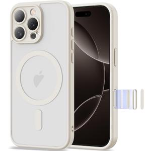 Compatible with iPhone 16 Pro Max Case 6.9" [Compatible with Mag-Safe][Camera Control Button] Magnetic Matte Translucent Phone Case for iPhone 16 Pro Max,White