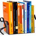Figurine Bookends with Book-Holding Characters - Steel with Epoxy Coating - Decorative Pair of Book Holders for Shelves, Desk, and Office - Black Geguton