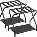 AMHANCIBLE Luggage Rack, Set of 2, Foldable Suitcase Stands for Guest Room, Metal Luggage Holder with Storage Shelf for Bedroom, Hotel, Easy Assemble, Black HLR02BK