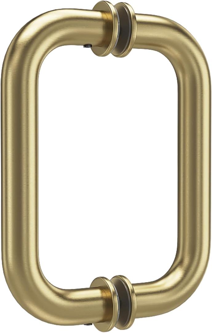6" Shower Door Handle, Back to Back Tubular Handle Compatible with 1/4" to 1/2" Thickness Glass for Shower Doors, Stainless Steel 304 Shower Doors Handles Replacement in Brushed Gold