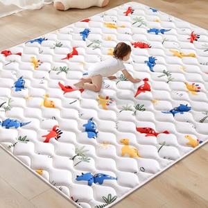 Odorless Premium Foam Baby Play Mat 98" x 50", Soft Microfiber Fabric Crawling Mat for Floor- Comfortable and Hypoallergenic, Non-Slip Cushioned Floor Playpen mat for Infants,Babies,Toddlers