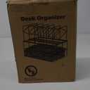 Marbrasse Desk Organizers, 4-Tier Mesh Desk File Organizer with 5 Vertical File Holders and 2 Pen Holders, Multifunction Desktop Organizer,Desk Organizers and Accessories for Home Office (Purple)