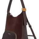 Small Leather Tote Handbag for Women, Hobo Suede Purses Accordion Clasp Shoulder Bags Straps Crossbody Bag, Brown
