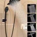Veken High Pressure Rain Shower Head with Handheld, Multi-Functions Square Rainfall Shower Heads with 5-Mode Handheld Spray Combo, Detachable Hand Held Showerhead, Dual Matte Black Regaderas Para