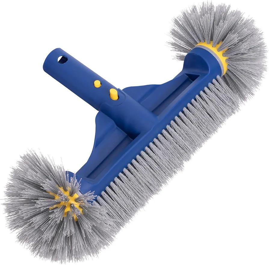 POOLAZA Pool Brush with Round Ends, 12.5'' Pool Brush Head for Inground Pools/Above Ground Pools, Spa, Hot Tub, High-Efficiency Pool Scrub Brush fit Standard Pool Pole