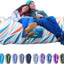 AlphaBeing Inflatable Lounger Beach Chair Accessories, Air Sofa Hammock Inflatable Couch for Camping Backyard Lakeside with Compression Sacks, Ideal Outdoor Gifts for Adults (Coral Wave)