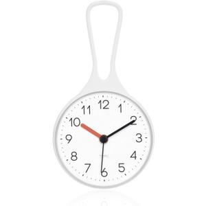Mooas Loop Bathroom Clock (White, 3.16 x 1.31 x 6.02 inch), Waterproof Shower Clock, Kitchen Clock, Non-Ticking Battery Operated