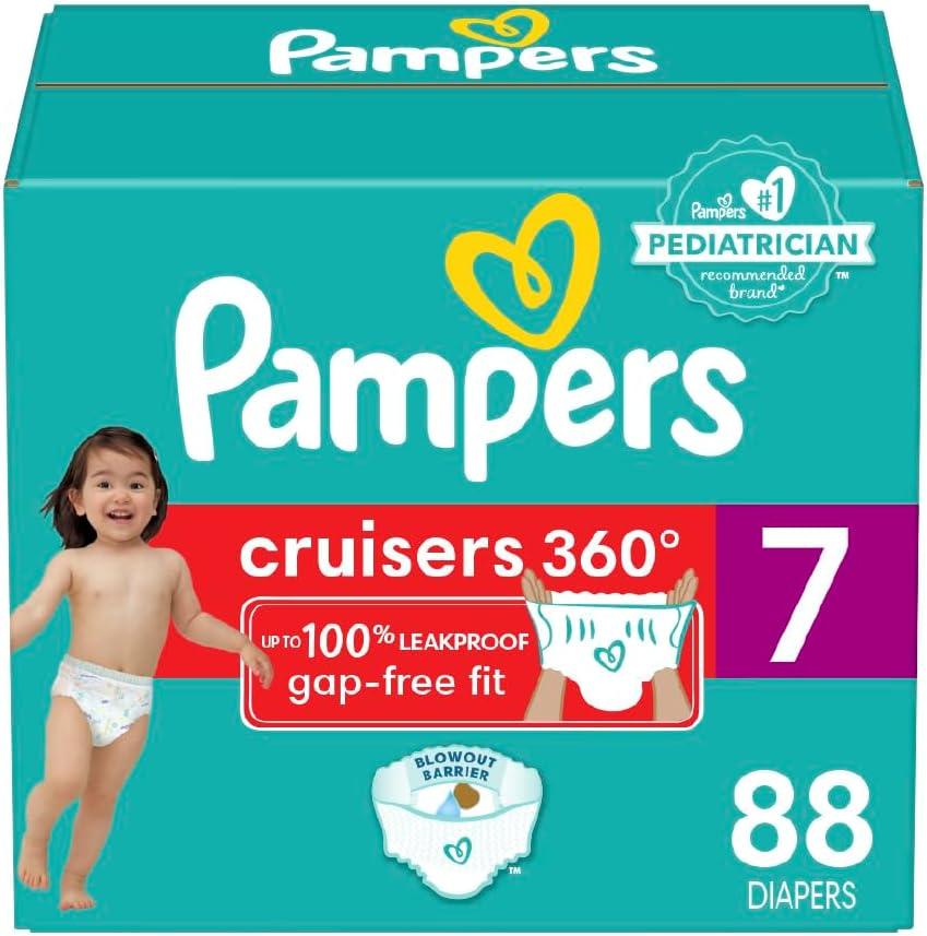 Pampers Diapers - Cruisers 360 - Size 7, 88 Count, Babyproof up to 100% Leakproof Pull-On Diaper