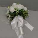 CYANLUX Wedding Bouquets for Bride Bridesmaid Bouquet Champagne White Artificial Roses Flowers for Wedding Valentine's Day Church Home Decoration (1#White)